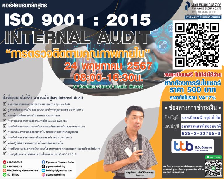 ISO 9001 : 2015 INTERNAL AUDIT            “การตรวจติดตามคุณภาพภายใน”